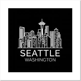 Seattle Washington Downtown Skyline Posters and Art